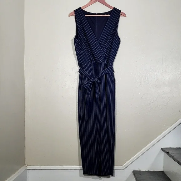 NWT | Lauren Ralph Lauren Pinstripe Jumpsuit | size 14 - Picture 2 of 7